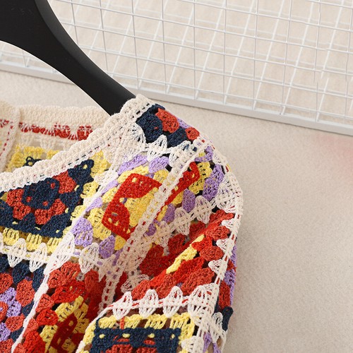 Häkelpulli Strickjacke für Damen Langarm Knopf Strickmantel - Bild 8 von 19