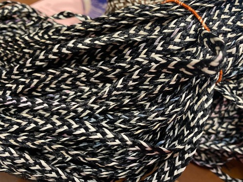 Vintage Braid Millinery Raffia Woven Ribbon 1/4" Black & White 10yd France