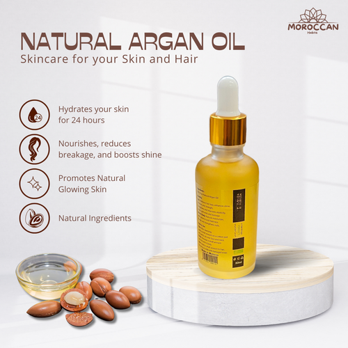 Moroccan Habits Argan Oil 100% Organic & Pure Cold Pressed for Skin Hair & Nails - Picture 3 of 6