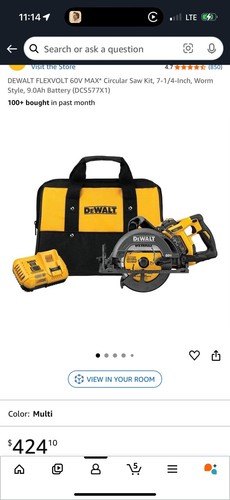 DEWALT FLEXVOLT 60V MAX* Circular Saw Kit, 7-1/4-Inch, 9.0Ah Battery (DCS577X1)