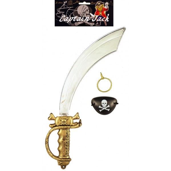 Pirate Accessories Set Eyepatch And Earring Hoop Gold Fancy Dress New