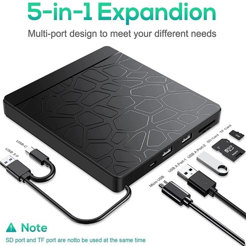 MultiInterface Disc BurnerS Drive With USB C Port For Laptop Desktop Computers - Afbeelding 6 van 8