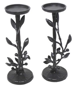 candle wrought iron pillar holders rustic barn berries leaves farm