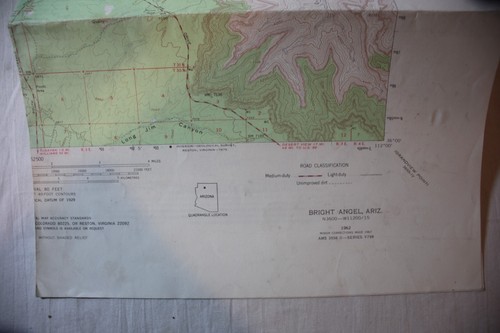 Mapa topográfico Bright Angel Quadrangle Grand Canyon Arizona vintage 1962 USGS - Imagen 3 de 11