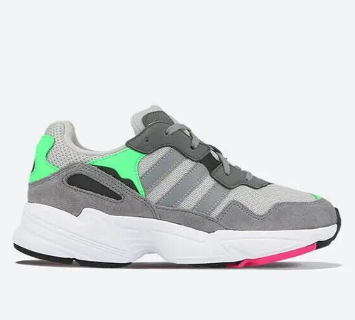 NEW Girls adidas Yung-96 J Size 7Y Grey/Green/Pink/White Sneakers Originals Boys - Picture 3 of 4