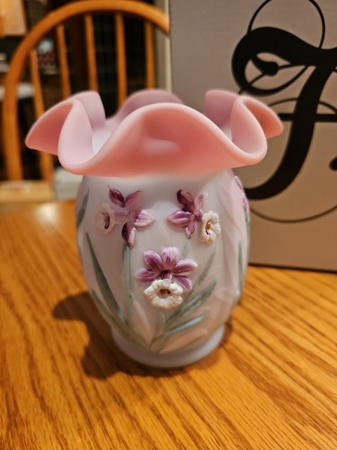 SELTEN BRANDNEUE Fenton blaue burmesische handbemalte Narzissenvase von Sean Fenton A52 - Bild 1 von 12