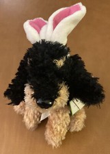 Dan Dee Brown and Black Dog Plush with Easter Bunny Ears 2010 8"