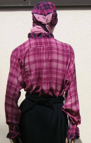 FONTANA alta moda camicia seta quadri rosa fuxia viola blu vintage 70 silk shirt - Foto 6 di 10