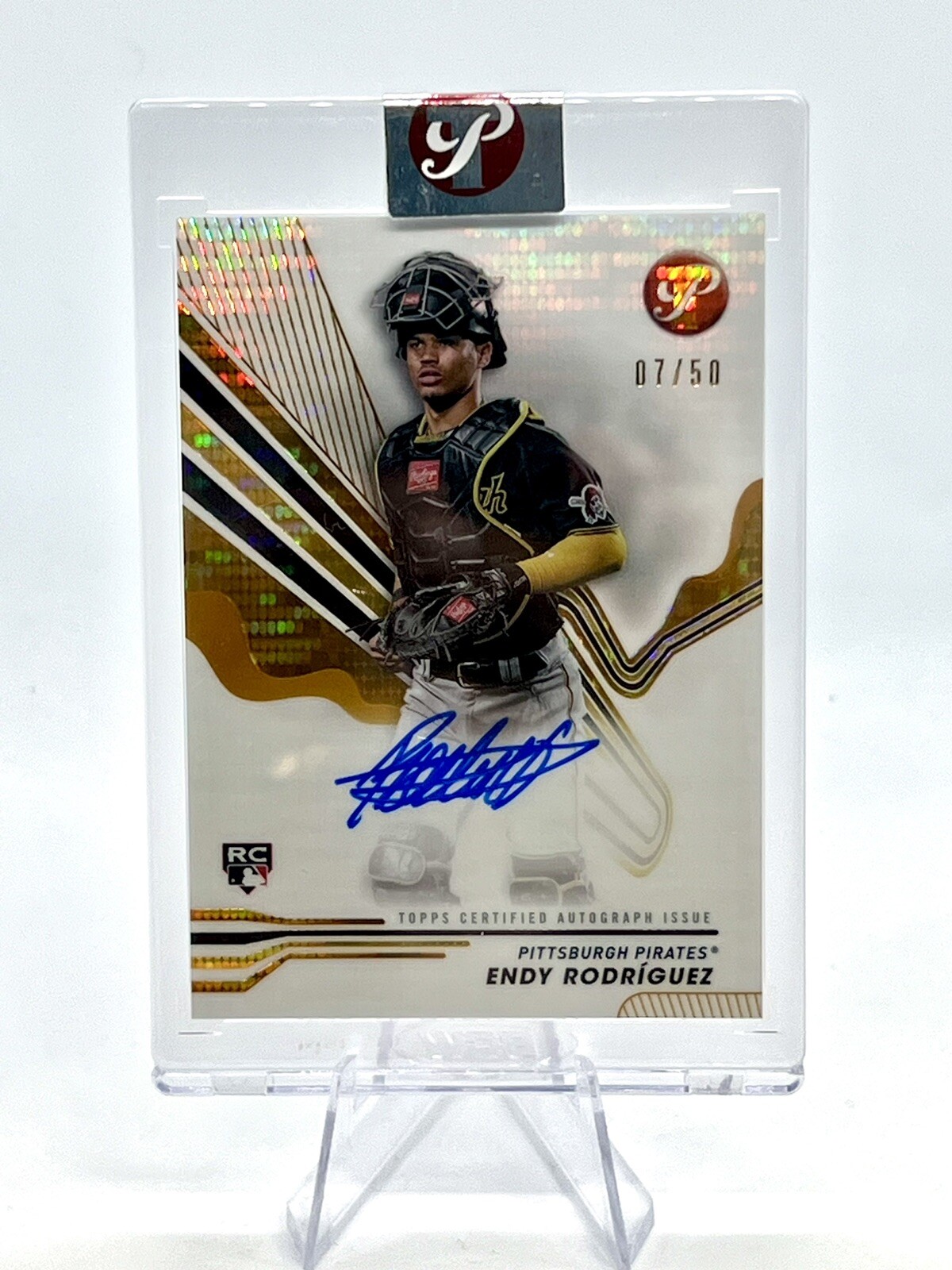 Endy Rodriguez 2024 Topps Pristine Encased Gold Refractor Auto /50 #PA-ER