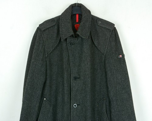 STRELLSON Mens UK 40 US Virgin Wool Pea Over Coat Formal Grey Jacket Top EU 50 M - Picture 2 of 10