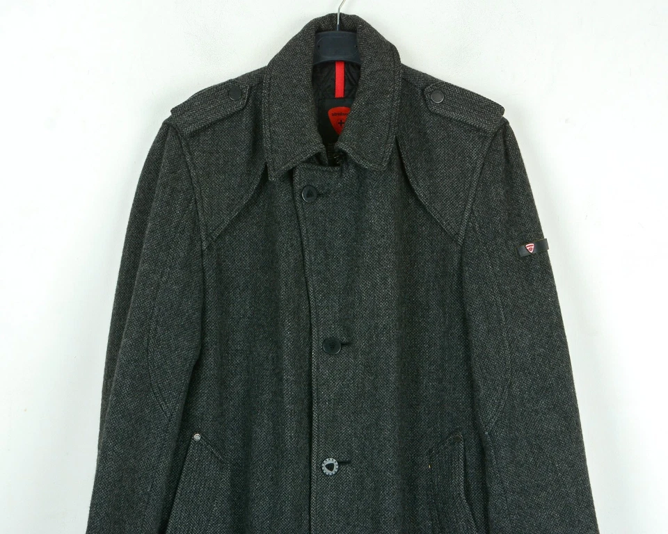 Abrigo STRELLSON Para Hombres Reino Unido 40 EE. UU. Lana Virgen Guisante Formal Gris Chaqueta Top UE 50 M Foto 2 de 4