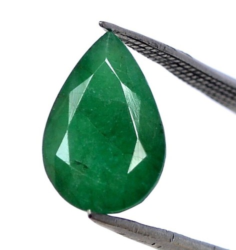 12x8 mm Certified Natural Emerald Pear Cut 3.07 CTS Faceted Loose Gemstone - Picture 2 of 7