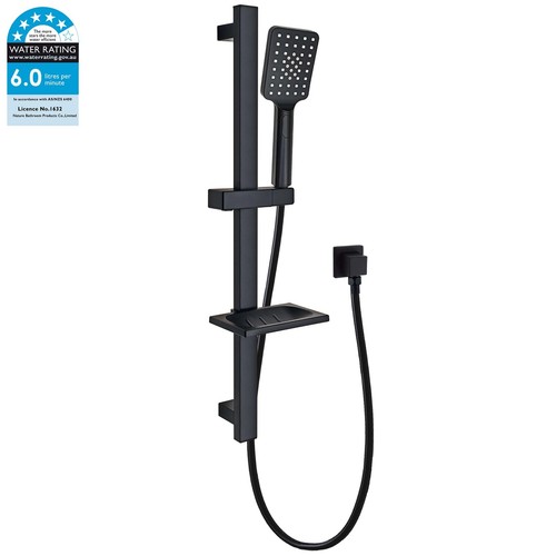 KYLINS Black Square Twin Shower Head Arm Set Mixer Tap Towel Rack Roll Holder - Picture 50 of 79