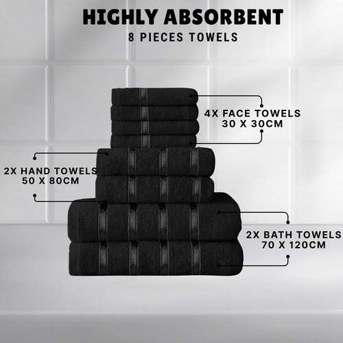 LUXURY 100% EGYPTIAN COTTON TOWEL 8 PIECE BALE SET FACE HAND BATH BOSTON TOWELS - Picture 44 of 108