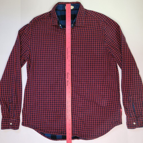 Levi's Pearl Snap Men's Shirt Size XL Flannel Plaid Long Sleeve Red Blue Vintage - Picture 6 of 12