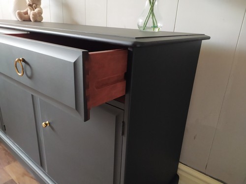 Sideboard, vintage Stag Minstrel 3 door cupboard spray painted in Matt black - Picture 8 of 14