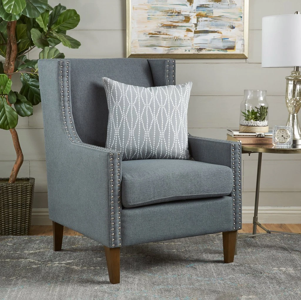 Light grey wingback chair deals