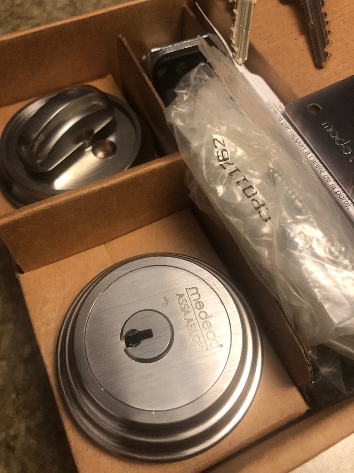Medeco ASSA ABLOY Maxum Deadbolt High Security Satin Nickel - 2 Keys w/ Card - Image 2 of 4