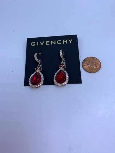 $45 Givenchy Women's gold -Tone Pave & Stone Drop Earrings Red  #500 - Foto 5 di 6