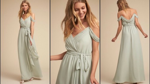 BHLDN by Watters Kane Maxi Dress Gown Size 18W Greyish Green Exquisite $220 - Picture 2 of 7