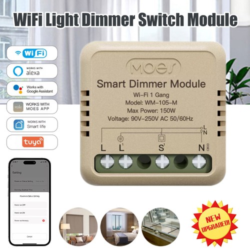 1/2Gang Smart Wall Light Dimmer Switch Module For Alexa Google MOES APP Timer - Picture 5 of 30