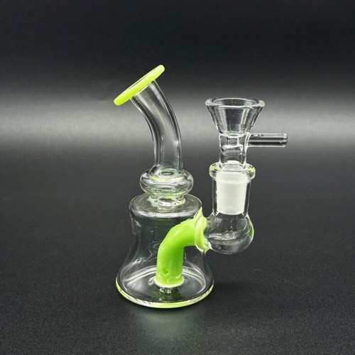 MINI 4" Unique Creamy Glass Bong Water Pipe Smoking Filter Hookah Bubbler W/Bowl - Foto 4 di 16
