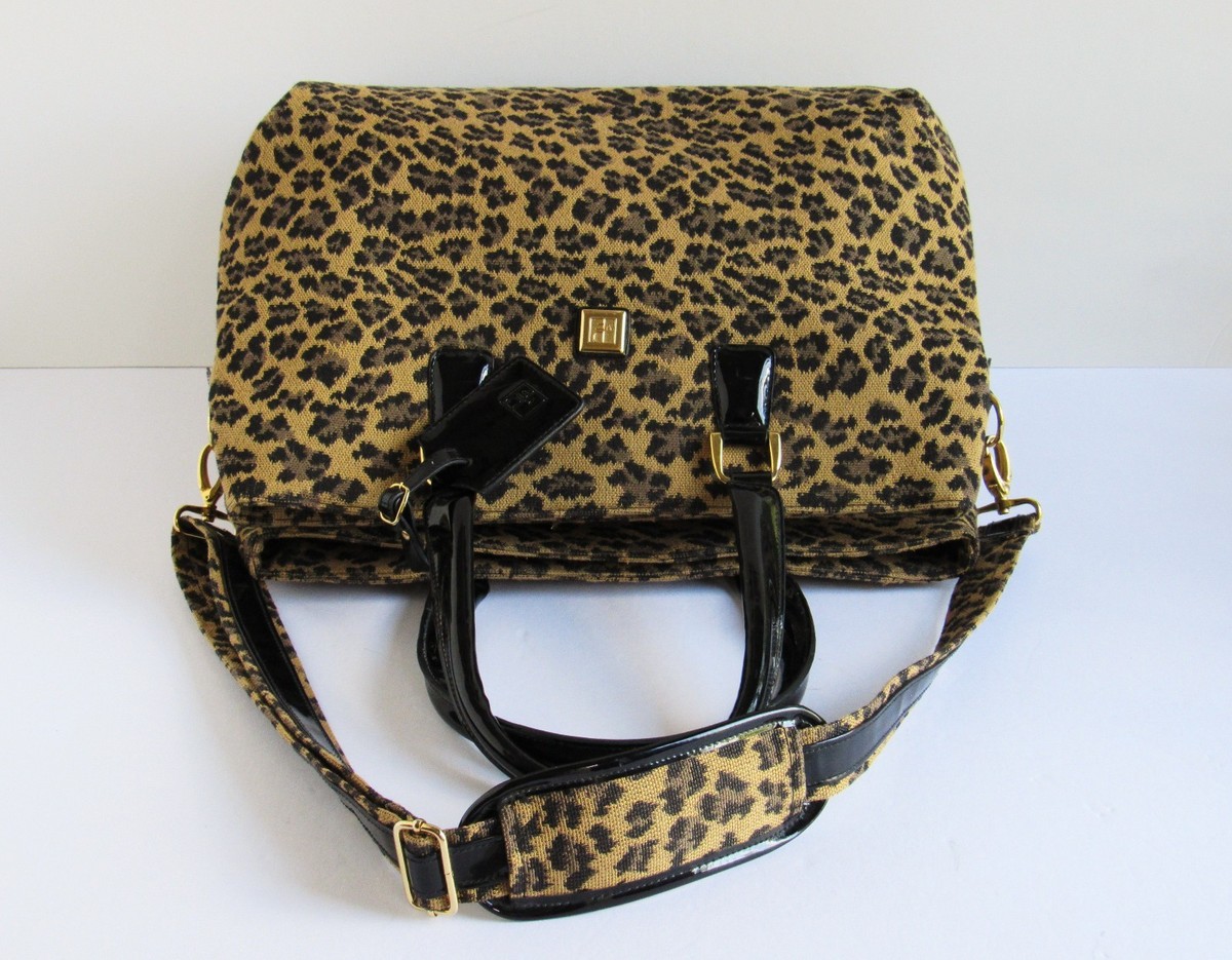 DIANE VON FURSTENBERG Madagascar Collection Leopard Print Canvas XL 2-Way Bag