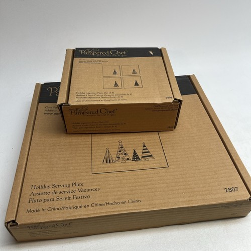 Plato y plato de aperitivo navideño Pampered Chef 2808 y 2807, árbol de Navidad 🌲