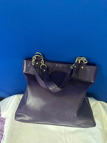 Anne Klein Purple Tote Purse, with some tear & wear - Picture 6 of 6