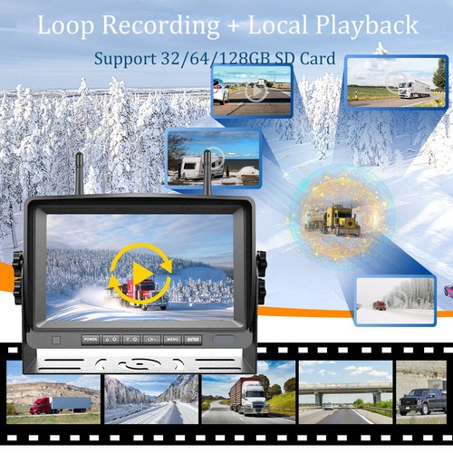 1080P Wireless RV Backup Camera Side View 7" DVR Split Monitor for Truck Trailer - Picture 10 of 18