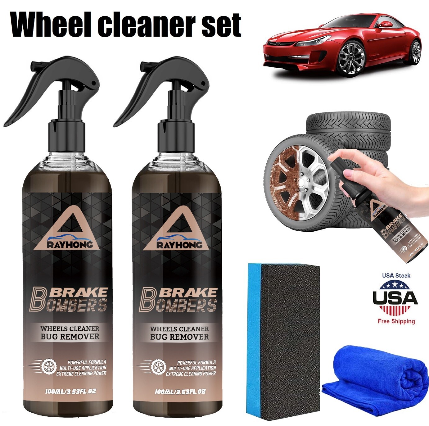 2× Stealth Garage Brake Bomber Non-Acid Wheel Cleaner for Cleaning ...