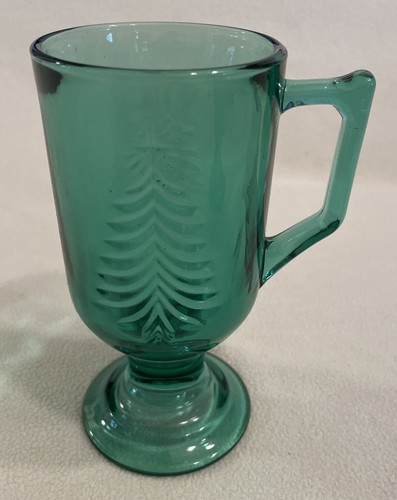 Indiana Glass Green Holiday Christmas Tree Star IRISH COFFEE 4 MUGS Original Box - Picture 8 of 12