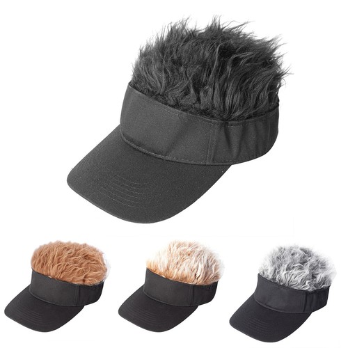Men's Flair Hair Sun Wig Cap With Fake Hair Wig Baseball Peaked Hat Cap Unisex