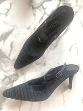 ANN TAYLOR Tuxedo Black Mule Stiletto( Made In Italy)-7.5M/RARE FIND!!!