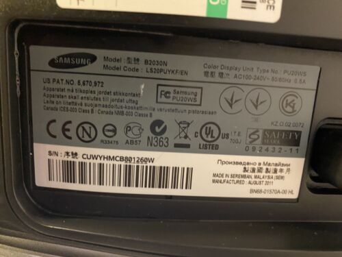 Monitor LCD Samsung negro pantalla ancha 1600 x 900 20" SyncMaster B2030N VGA - Imagen 2 de 8