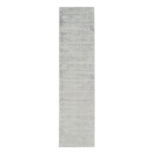 2'7" x 10' Modern Wool and Silk Fine Jacquard Gray Hand Loomed Runner Rug R62845