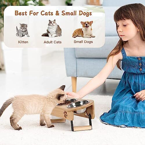 Elevated Cat Bowls 2 Height Raised Cat Food Bowl for Cats Small Dogs Tilted E... - Picture 6 of 9