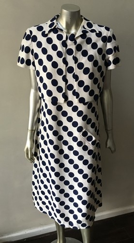 Conjunto de Vestido de Fiesta Mediodía de Lino Lunares Vintage Años 70 2 Piezas L 10 - Imagen 2 de 7
