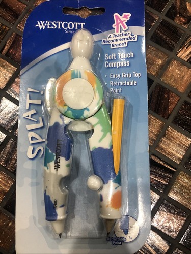 Wescott Splat Design Soft Touch Compass Retractable Point Easy Grip Math Tool - Picture 2 of 4