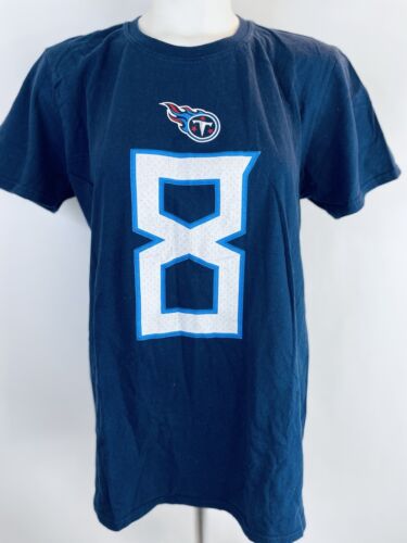Men's NFL Tennessee Titans Marcus Mariota #8 Medium T-shirt Navy Blue - Picture 3 of 6