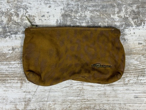 ROBERTO CAVALLI Brown Leopard Print Zipped Small Cosmetic Pouch