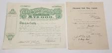 Antique Claremont Gold Mine Limited 50 Shares Certificate Number 342