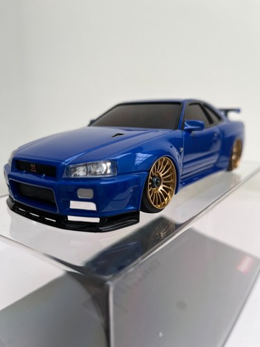 OLD VERY RARE Kyosho MINI-Z Racer Body SKYLINE R34 BLUE GOLD AL-Wheels F/S GLOSS - Picture 3 of 24