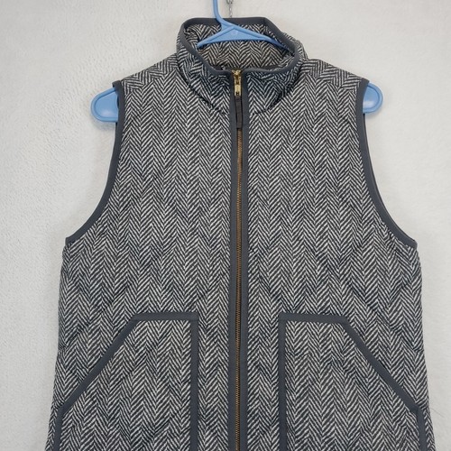 J Crew Gray Geometric Print Down Filled Women's Puffer Vest Size Small Gorpcore - Picture 3 of 12