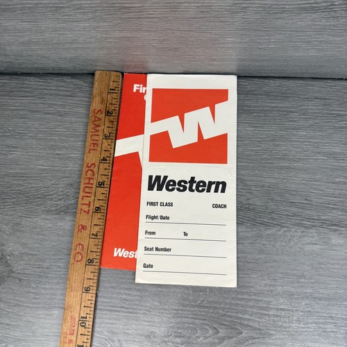 Vtg Western Air Lines Advertising Lot - 5 Paper Boarding Pass Ticket Holders - Picture 6 of 10