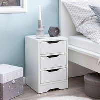 Nachtkonsole Nachtkommode Nachtschrank Nachttisch NachtkäStchen 3 SchüBe Weiß