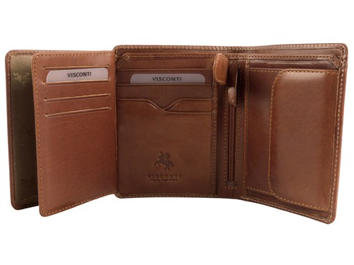 Mens Vicenza Italian Leather Wallet in Tan by Visconti Gift Boxed Sylish - Picture 4 of 5