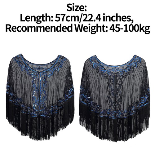 Hermosa capa frontal abierta para mujer con borla chal vintage con flecos brillantes - Imagen 19 de 63