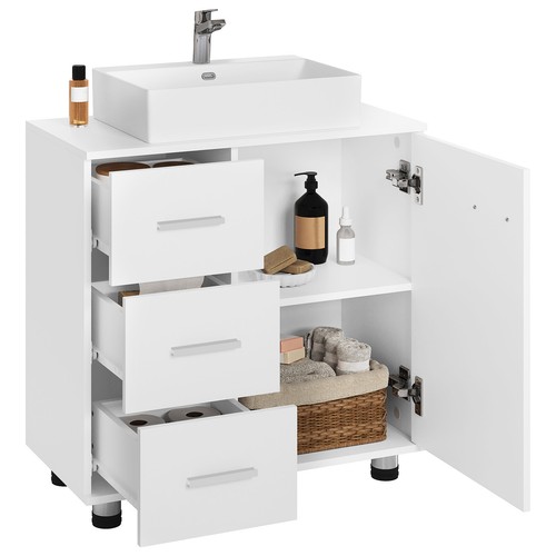 Badschrank Waschbeckenunterschrank Unterschrank 3 Schubladen 2 Fächer hinter Tür - Bild 2 von 12