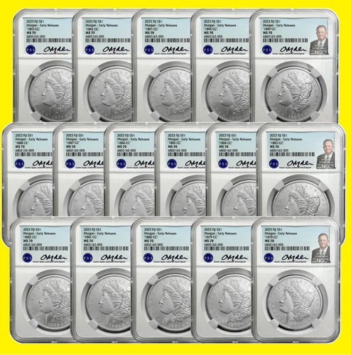 2023 CC MORGAN Dollar  16 coins set NGC MS 70 ER SIGN D RYDER FIJI 1878-1893